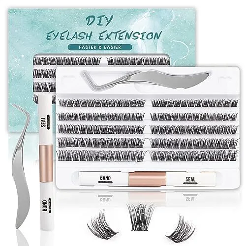 SISILILY Kit Extension Faux Cils avec Lash Bond and Seal, Individuel 120 Grappe,