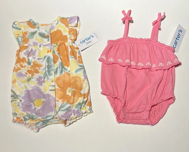 New Baby Girl Clothes 3 Months Romper Bodysuit Summer Outfit Carter’s Lot Of 2