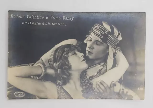 cartolina originale Rodolfo Valentino e Vilma Banky in Il figlio dello Sceicco