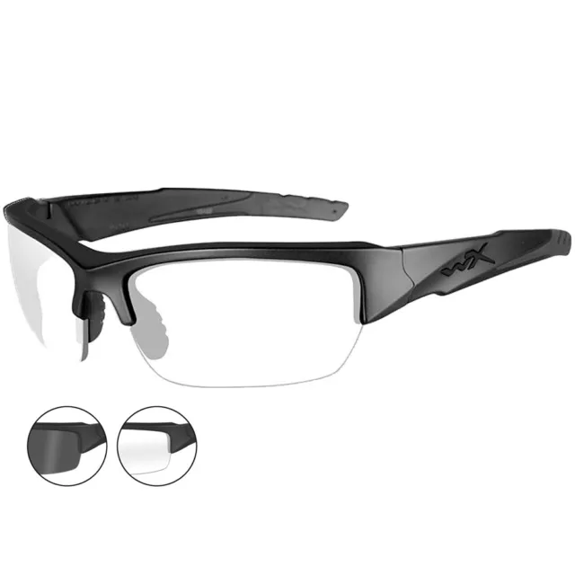 Wiley X WX Valor Glasses Hard Coating Smoke Grey Clear Lenses Matte Black Frame