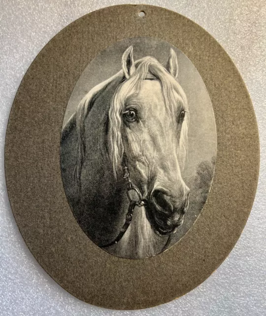 Oval Lithograph Horse On Cardboard Noble Charger 1935 Print Art Vintage