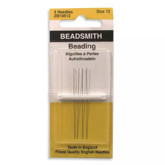 4 Beadsmith Longs Perlennadeln - Größe 12 - Made in UK - S0008