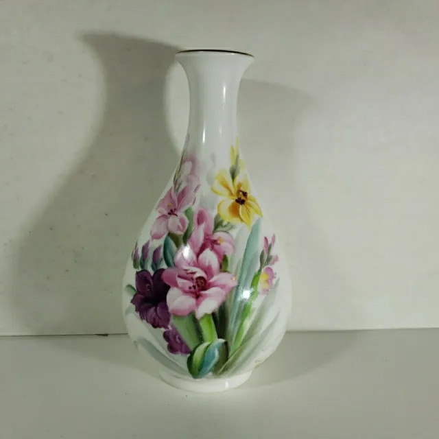 Noritake Bud Vase Signed S.Kimura Bone China Handpainted Flowers/Floral Japan 7"