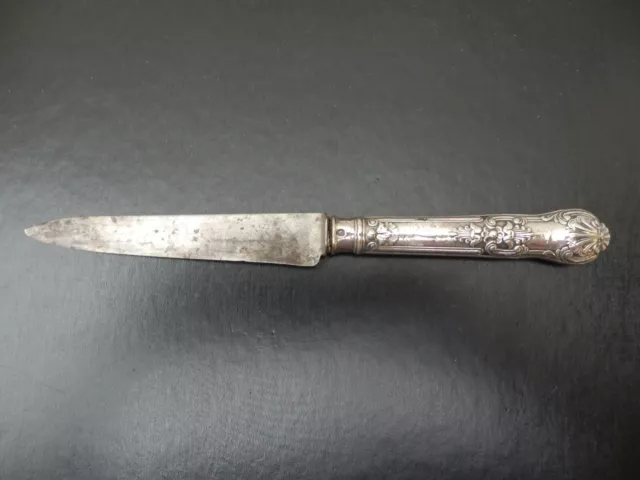 COUTEAU DE SERVICE Ancien Couvert Manche en ARGENT Minerve style LXV