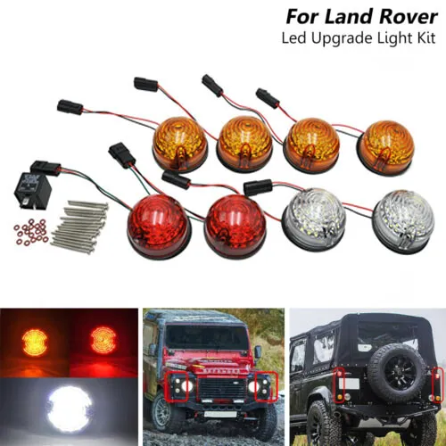 For Land Rover Defender 90-16 90/110 83-90 Complete Led Light Lamp Upgrade Kit