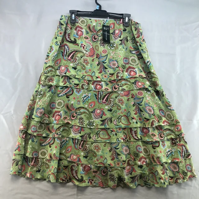 Vintage New RQT Signature Style Stretch Pull On Green Skirt Size 16 Women