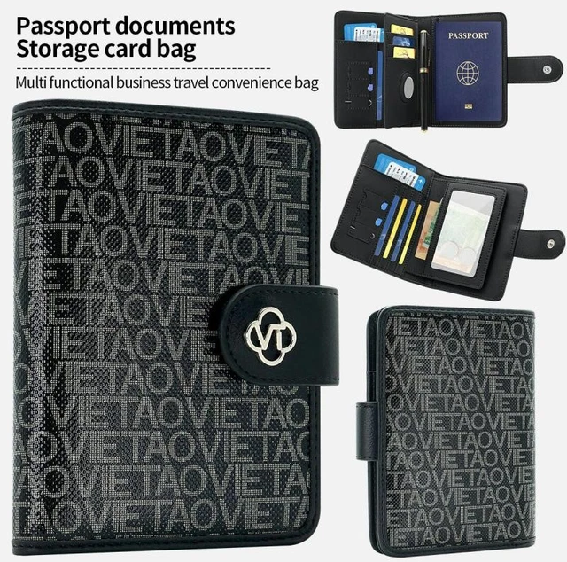Alnicov Portafoglio Passaporto RFID Bloccante - Portafoglio Da Viaggio Sottile In PU Con Protezione Anti-smagnetizzazione - Blu