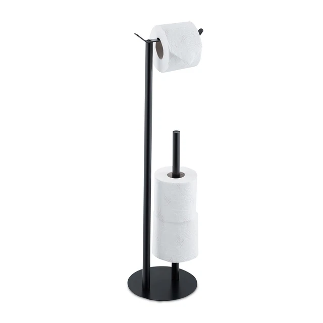 Porte-Rouleau Papier Toilette Sur Pied Avec Étagère - Range 4 Rouleaux - Design Solide Et Pratique