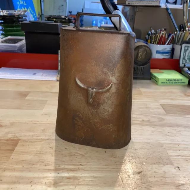Cowbell Cowboy Patina Cast Iron Rancher Clint Eastwood Collector Wild West Decor