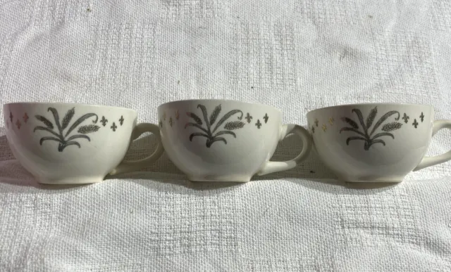 Rare Vintage HLC Golden Wheat Fleur-de-lis Cup and Saucer USA Pottery MCM Teacup