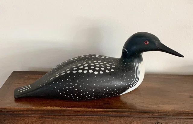Betty Baldwin hand carved Loon Decoy solid wood.