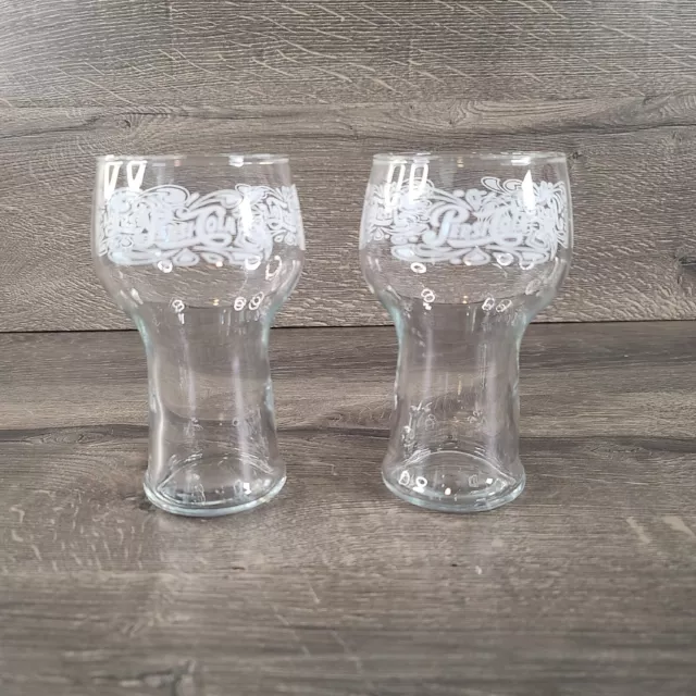 Set of 2 PEPSI COLA Drinking Glasses VINTAGE RETRO Soda FOUNTAIN 6"