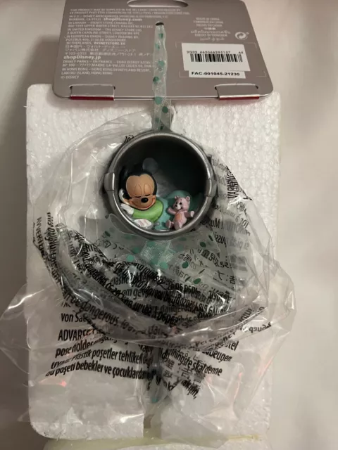 NEW Disney Parks Mickey Mouse Baby 1st Christmas Rattle Sketchbook Ornament NWT