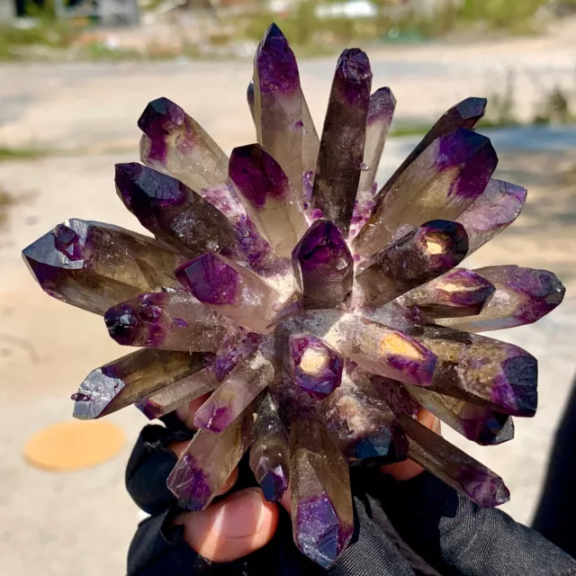 471g  New Find Purple Phantom Quartz Crystal Cluster Mineral Specimen