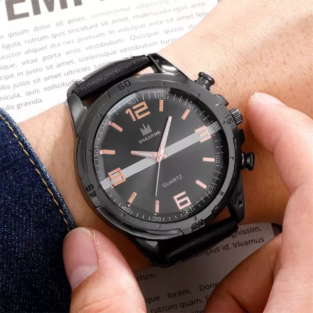 Montre pour hommes,Nouvelle,Simple en Cuir Cadran, Décontractée à Quartz Horloge