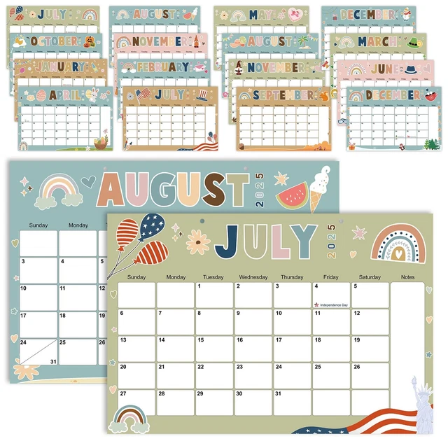 TEACHER LARGE DESK Calendar 20252026, Boho 18Month Wall Calendar 2025