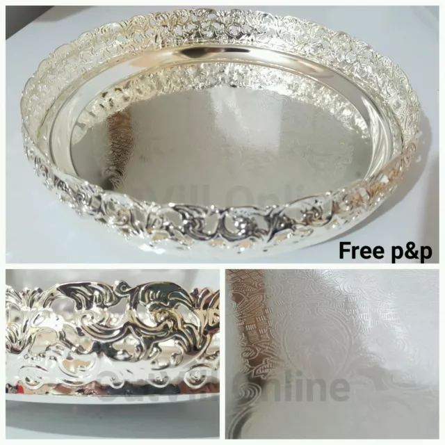 Piatto d'argento galleria rotonda indiana piatto vassoio paandan paan foglia vassoio da tè biscotto
