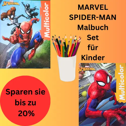 Marvel Spider-Man Malbuch Set, 2 Spider-Man Malbücher Din A4 Multicolor