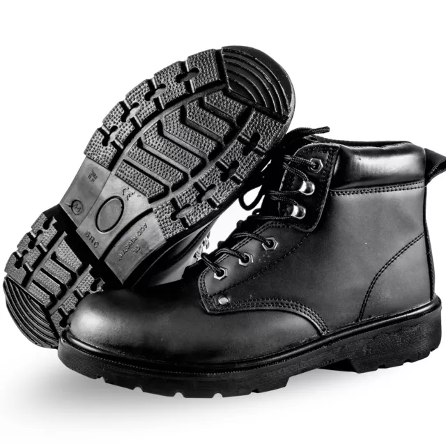 Chaussures de travail et securite montantes noir tige cuir EPI Norme EN345 S3