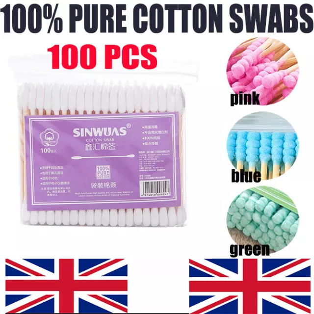 ✅Mini Pointed Cotton Buds/Swabs 100 pack wooden stick makeup cosmetics✅ AU