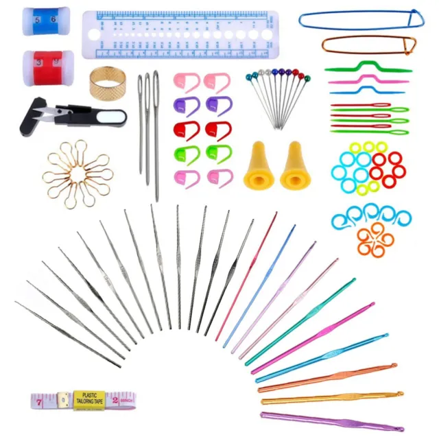 100 DIY Sewing & Knitting Kit with Tool Accessories & Case - Rosy