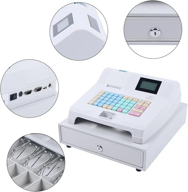 LED Electronic Cash Register Pos System 48 Keys w/Drawer Supermarket Bar Retail