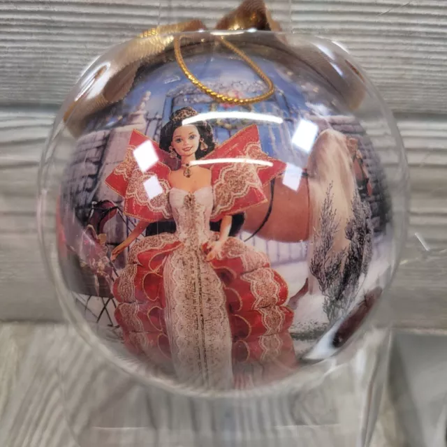 Holiday Barbie Decoupage Christmas Tree Ornament with Wooden Stand 1997 Vtg