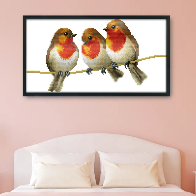 Home Decor DIY Cross Stitch Kits 14CT Stamped Cute Bird Embroidery Art Canvas 3