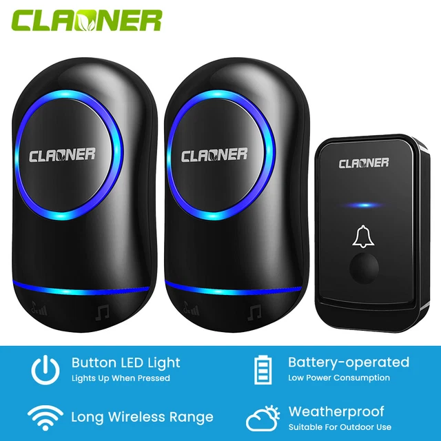 Wireless Doorbell Kit – Waterproof, 1000ft Range, 45 Melodies, Plug-in Receiver, UK Plug