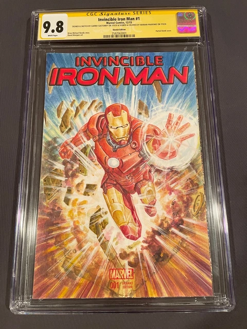 Cgc 9.8 Invincible Iron Man #1 Signed & Sketch Garrie Gastonny & Irawan Prabowo
