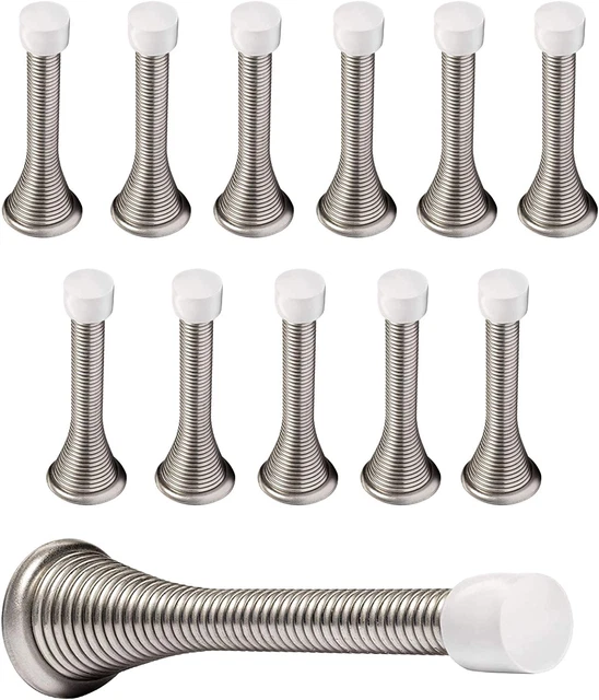 12 Pack Spring Door Stops 3 1/4" Flexible Heavy Duty Spring Door(Satin Nickel)✔✔