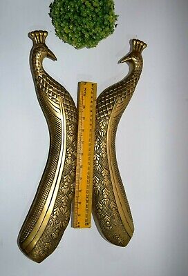 Imperial Brass Peacock Door Handle 18.5'' Inches Engraved Peafowl Gate Pull HK86