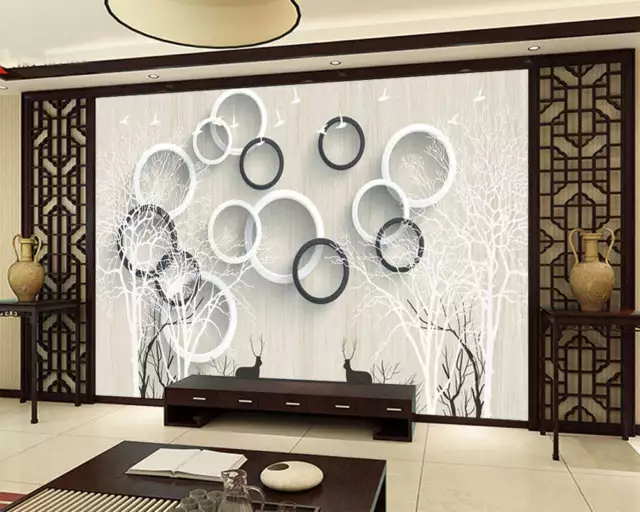 Black And White Circle 3D Full Wall Mural Photo Wallpaper Print Home Kids Decor