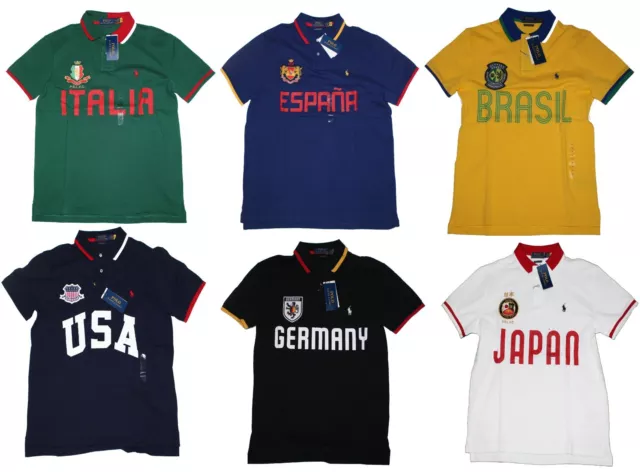 Polo Ralph Lauren Custom Slim Fit Pony Logo Crest World Cup Soccer Country Shirt