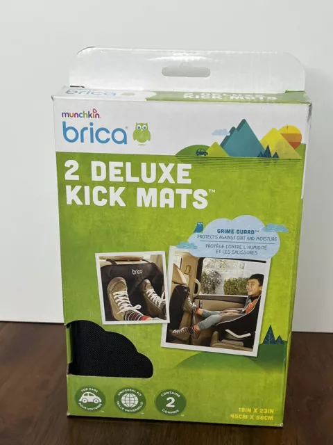Munchkin Brica Deluxe Kick Mats Car Seat Protector Black (2pk) NEW