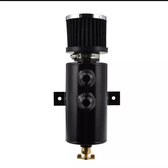 0.75L Baffled Oil Catch Can Tube Tank AN10 Air Filter Drain Plug LS1 LS2 LS3 BLK