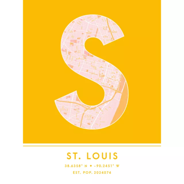 St Louis Missouri United States City Map Typography Unframed Art Print 18x24 In