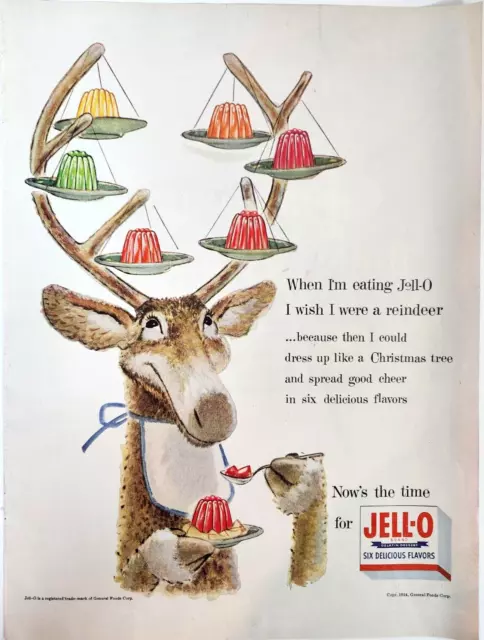 I Wish I Were A Reindeer Jell-O 1954 Ad Magazine Print Dessert