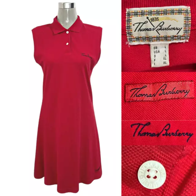 Vintage Thomas Burberry Red Polo Dress - Burberry Tennis Golf Dress US Large