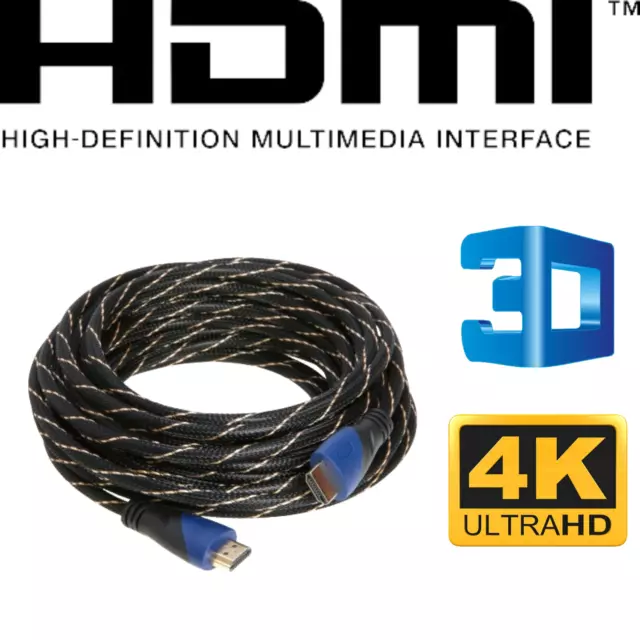 35 ft HDMI 4K Premium Mesh Cable 1080P HDTV 3D High Speed Gold Plated