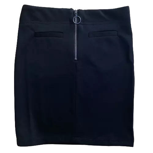 Girls Black School Uniform Tube Skirt Front Zip & 2 Pockets