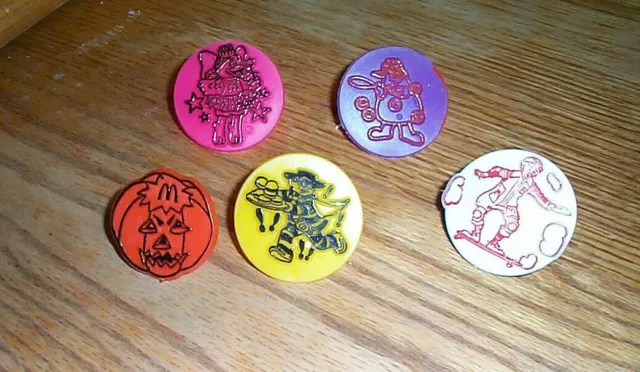 Vintage lot 5 McDonald's Plastic Rings Advertising Promo 1970s