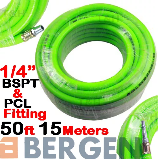 BERGEN HEAVY DUTY Air Line Hose Compressor Air Hose Line 15m 50ft 1/4" BSP HiVis