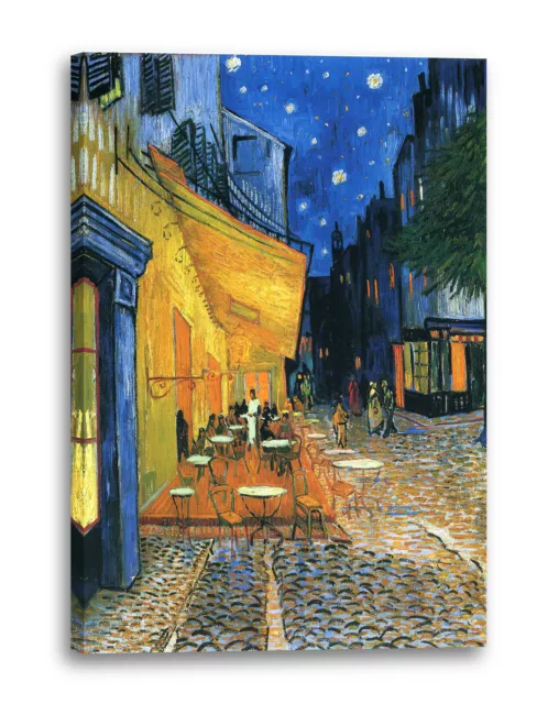 Lein-Wand-Bild Kunstdruck: Vincent Van Gogh - Nachtcafé/Nachts vor dem Café an d