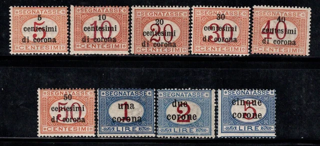 Trent and Trieste 1919 Sass. 1-9 MH 100% postage due 5 c, 10 c, 20 c, 30 c...