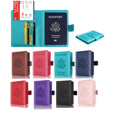 RFID Blocking Leather Passport Holder ID Credit Card Cover Case Travel Wallet