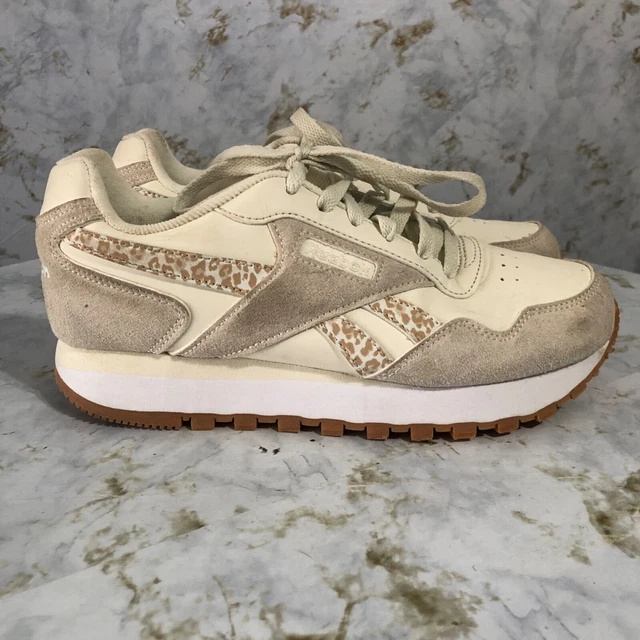 Reebok Royal Jogger Womens Size 7.5 Shoes White Brown Low Top Trainer Sneakers