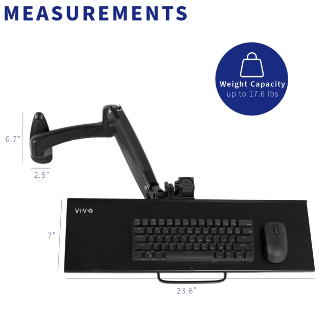 VIVO Articulating Keyboard & Mouse Platform Wall Mount, Keyboard Tray Arm 3