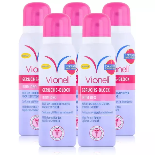 Vionell Geruchs-Block Intim Deo 125ml - Sanft im Intimbereich (5er Pack)