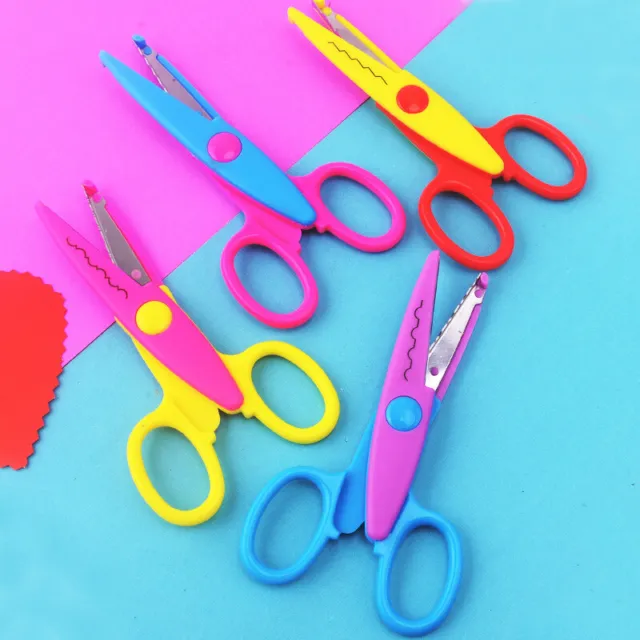 Kids Paper Craft Scissors 6 Cutting Patterns Curved Edges DIY Decorative SciI4UK 3